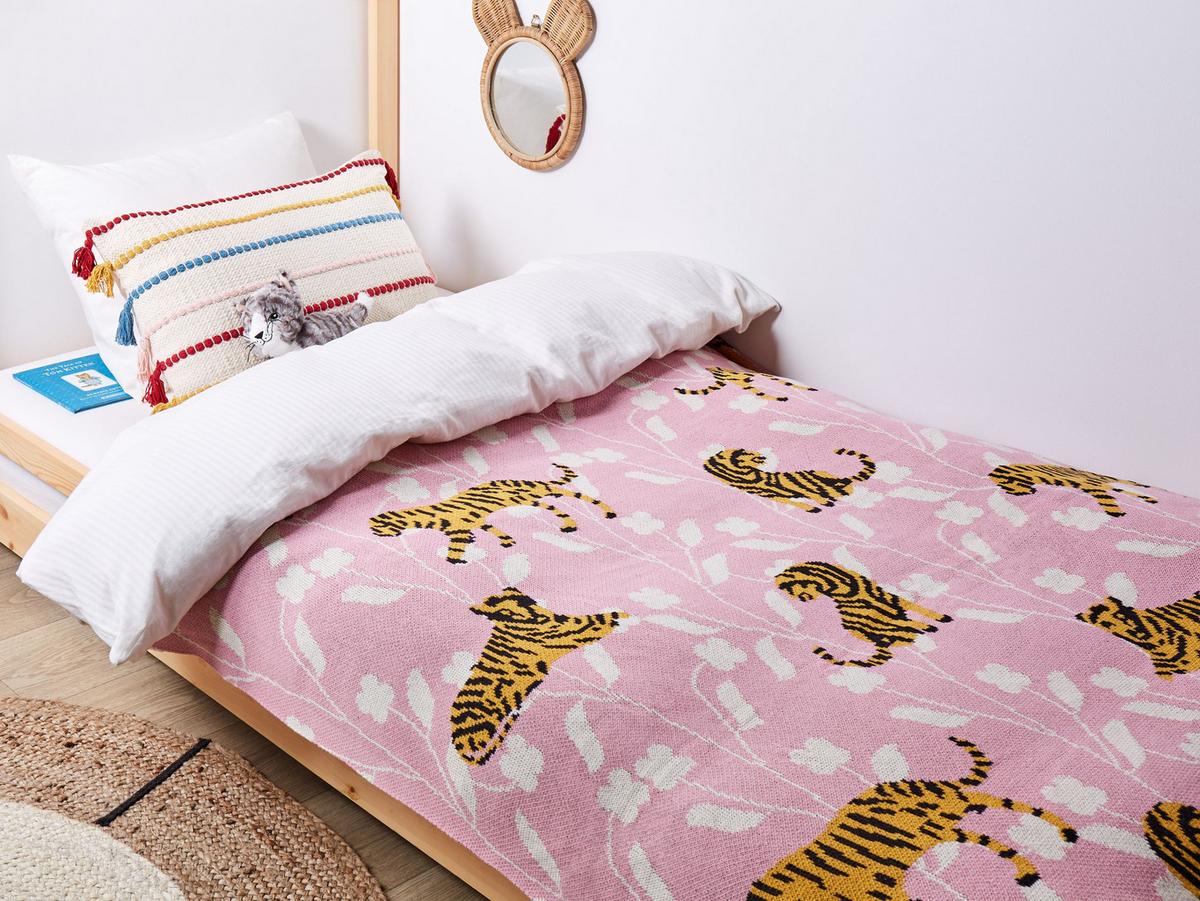 KUSCHELDECKE Baumwolle 130/170 cm Bunt Nerai - Pink/Multicolor, Textil (130/170cm) - Beliani
