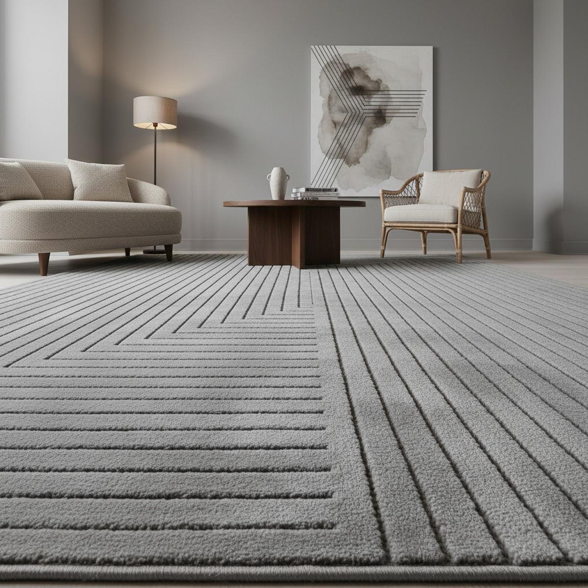 TEPPICH Outdoor ENGADIN in Silber, im Skandi-Stil mit 3D-Design, aus Polypropylen, 240 x 340 cm - Silberfarben, Textil (340/240cm) - KADIMA DESIGN