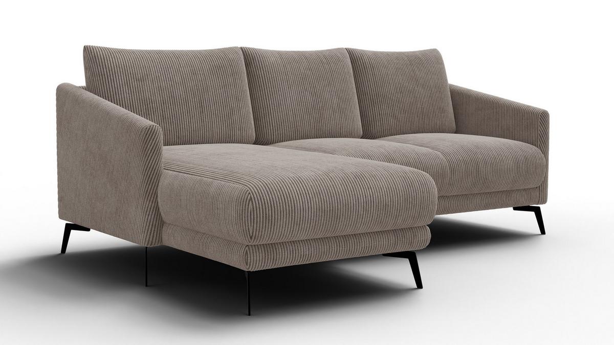 ECKSOFA VILT 3-Sitzer, taupe - Taupe/Schwarz, Holzwerkstoff/Textil (221/156cm) - Wozimo