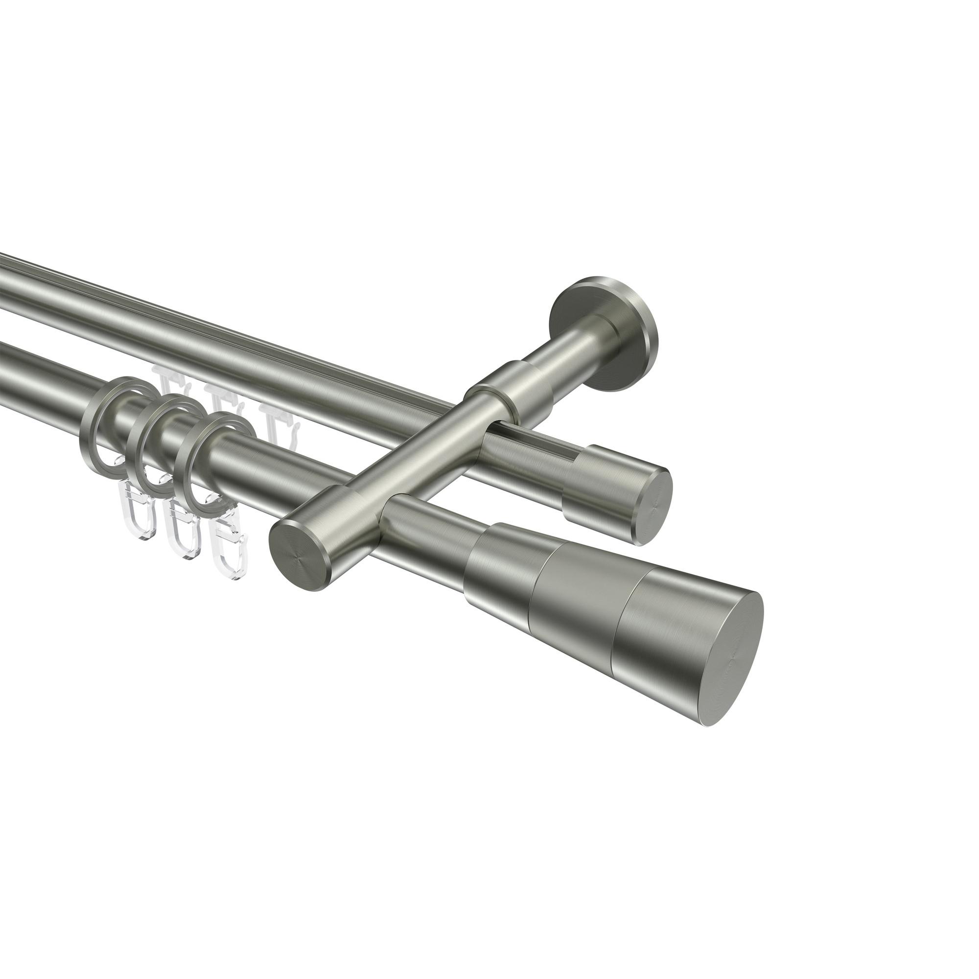 GARDINENSTANGE RUNDROHR-INNENLAUF Prestige Tanara 100 cm, 2-läufig, 20 mm Ø Edelstahl-Optik - Edelstahlfarben/Silberfarben, Metall (100cm) - INTERDECO