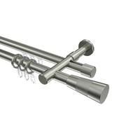 GARDINENSTANGE RUNDROHR-INNENLAUF Prestige Tanara 100 cm, 2-läufig, 20 mm Ø Edelstahl-Optik - Edelstahlfarben/Silberfarben, Metall (100cm) - INTERDECO