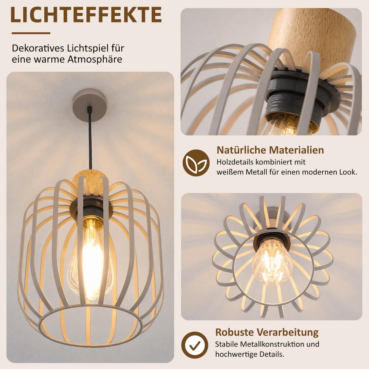 PENDELLEUCHTE Xylvin 18/10/145 cm - Grau, Holz/Metall (18/10/145cm) - ZMH