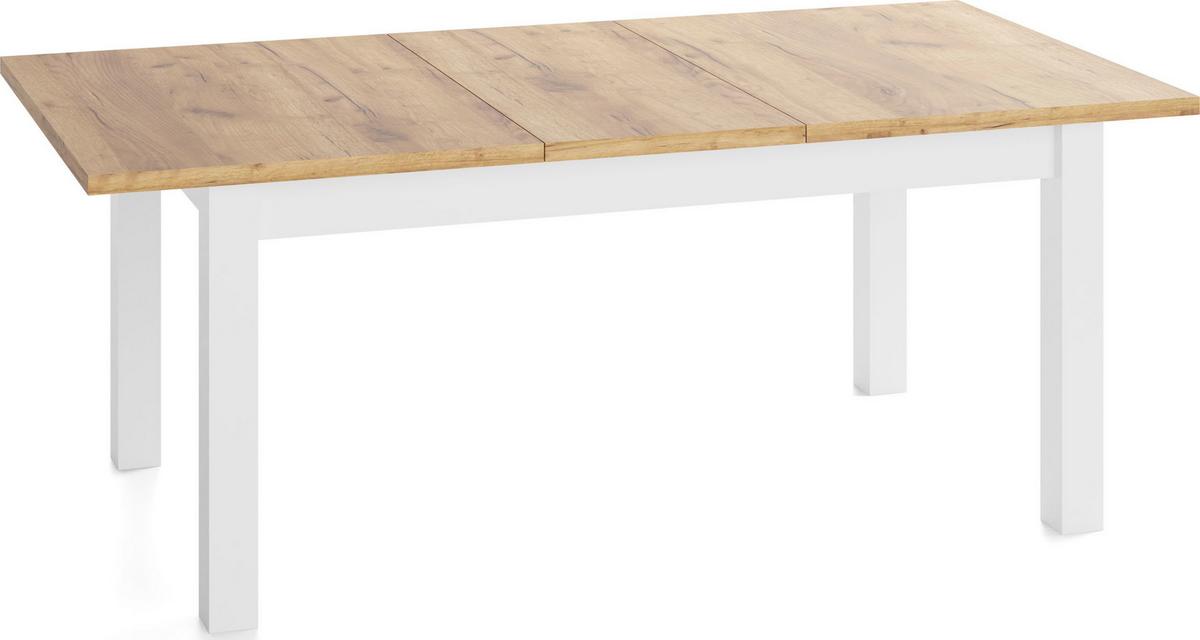ESSTISCH Lindberg Weiß ausziehbar verlängerbar rechteckig, Eiche Braun 140-180/80/77 cm - Eiche Wotan/Weiß, Holz/Holzwerkstoff (80/180/76.5cm) - WFL GROUP