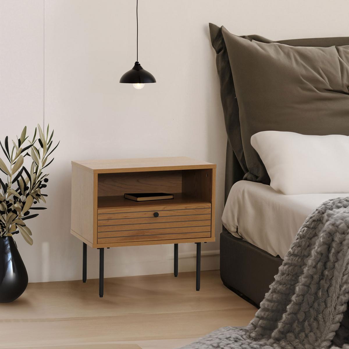 NACHTTISCH rechteckig Braun - Braun, Holz (50/50/40cm) - MCW