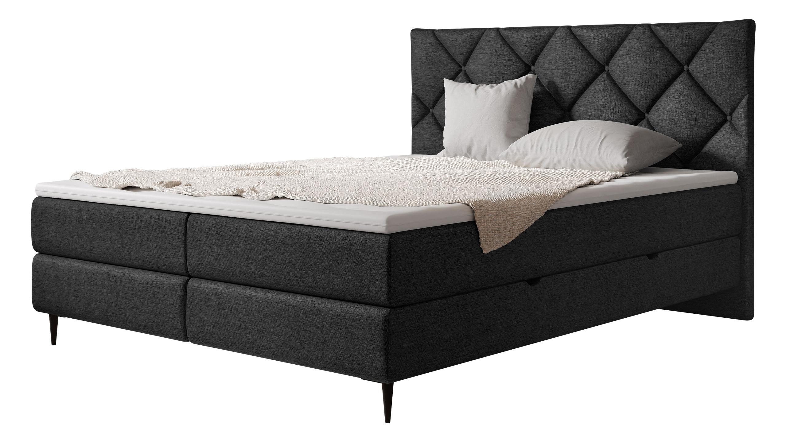 BOXBETT Letra - H3 - Schwarz, Holz/Textil (160/200cm) - MIRJAN24