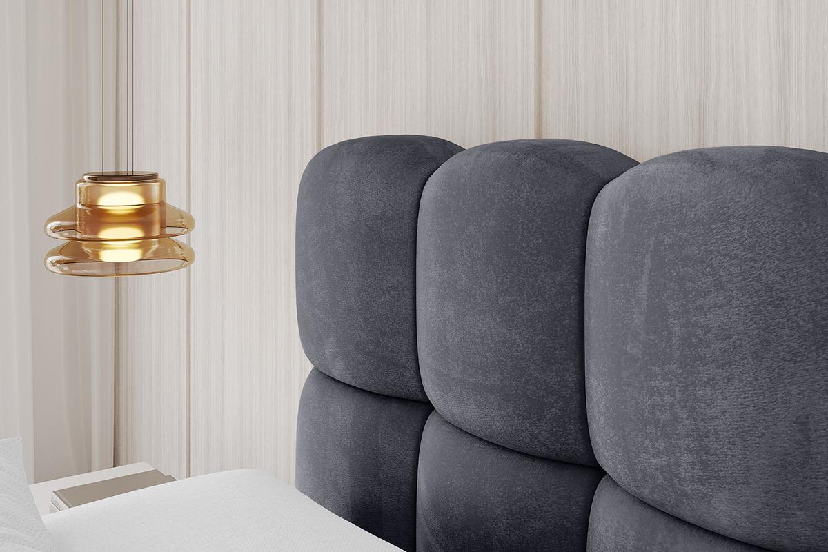 POLSTERBETT mit Bettkasten, Fußteil und Lattenrost, Bett mit Matratze H3/H4 - LEYA-Z 200x200 Dunkelgrau - Dunkelgrau, Holzwerkstoff/Textil (200/200cm) - ALTDECOR