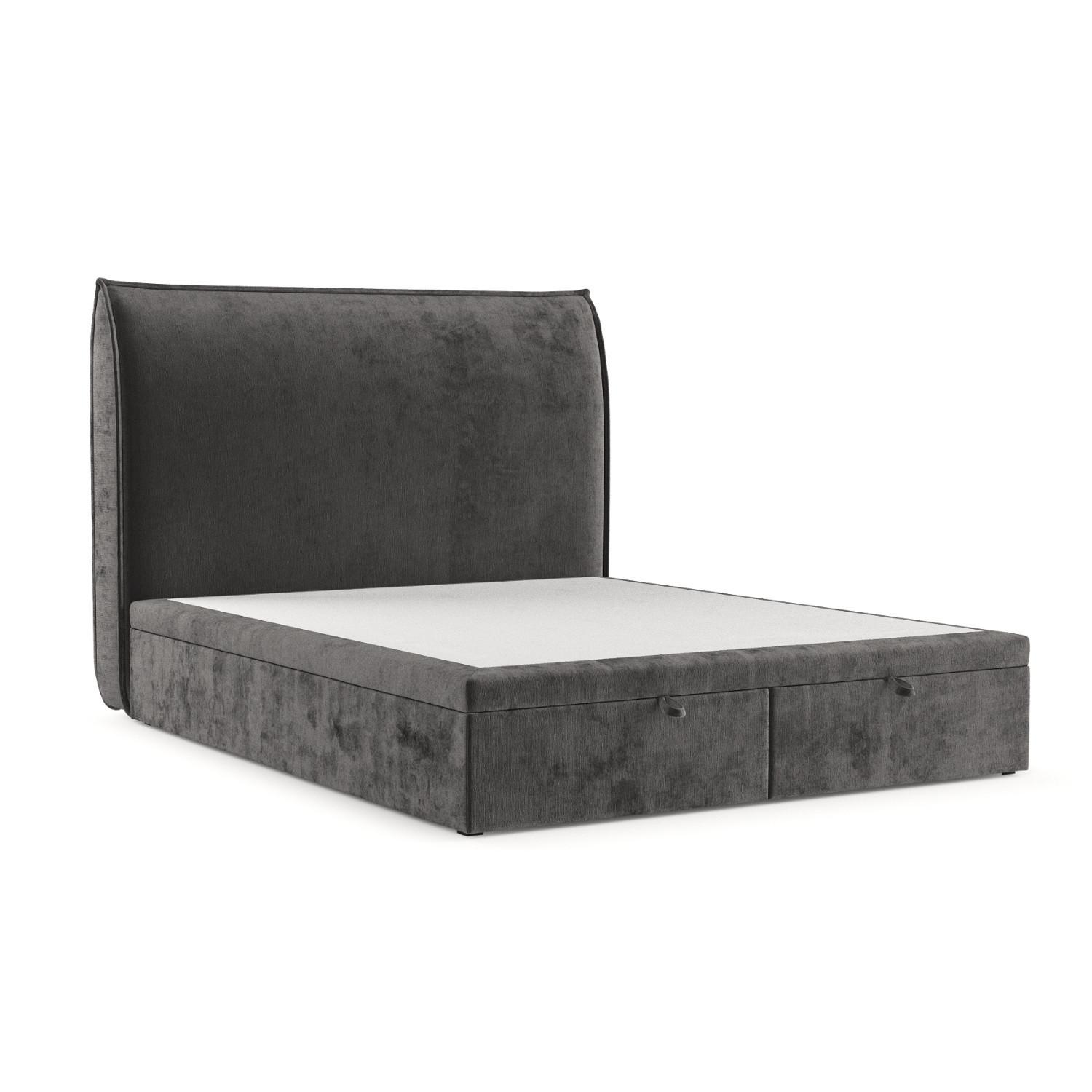 POLSTERBETT Tuvalu mit Stauraum 120/200 cm Stahl im Lotta Stoff - Graphitfarben/Schwarz, Holz/Holzwerkstoff (120/200cm) - AltaBeds
