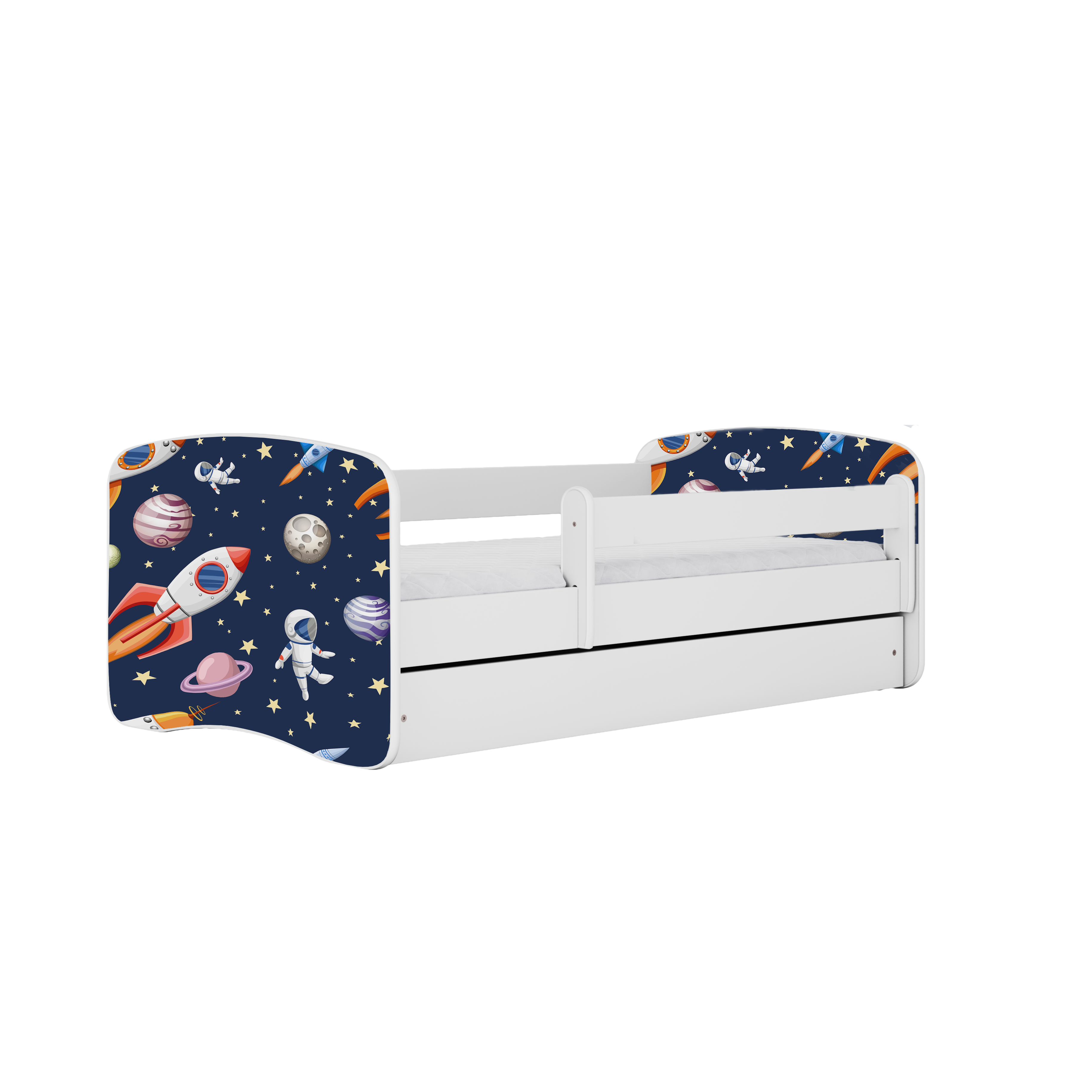 KINDERBETT Kosmos mit Schublade 160/80 90/61/164 - Weiß, Holzwerkstoff (80/160cm) - RAUMHIRSCH FURNITURE