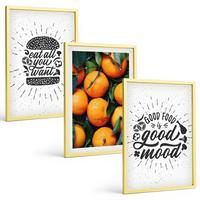 BILDER SET 3er Set - 40x60 cm Goldrahmen - Juicy Oranges Kitchen - Goldfarben, Kunststoff (40/60cm) - TULUP
