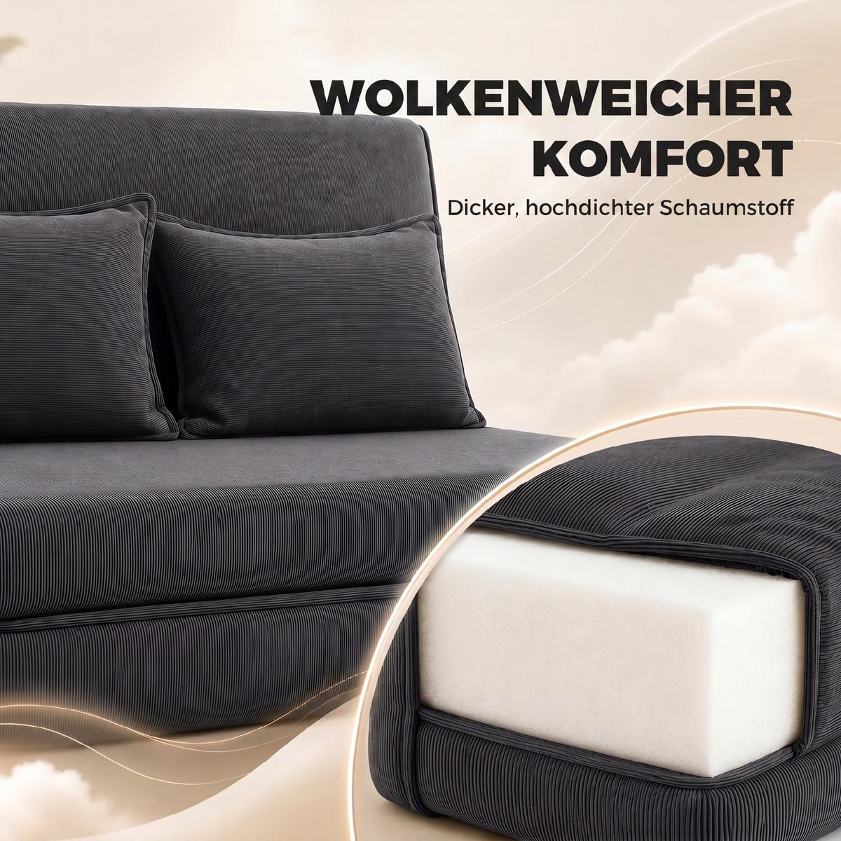 BODENSTUHL Polyester Dunkelgrau - Dunkelgrau, Textil (208/13/135cm) - HOMCOM