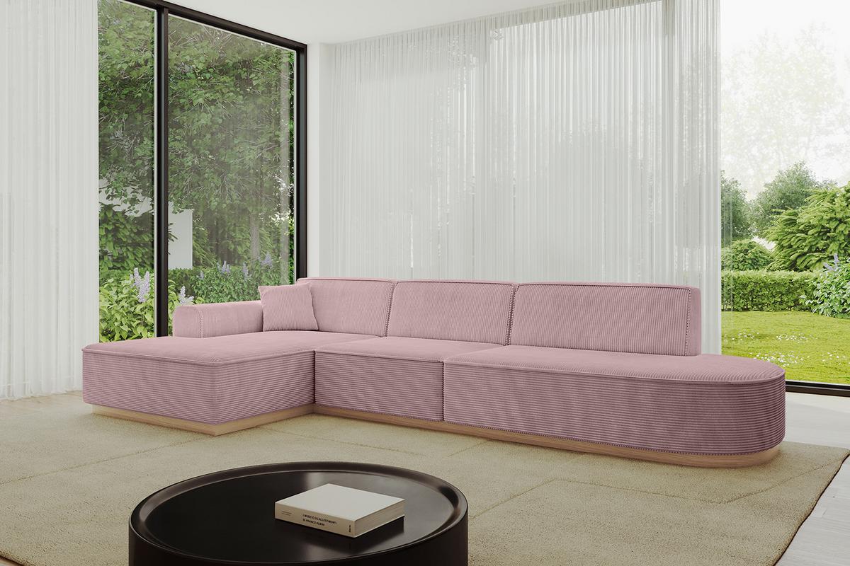 ECKSOFA Ottomane Links IREA-L2 - 327x165x80 cm Rosa - Rosa, Holzwerkstoff/Textil (327/165cm) - ALTDECOR