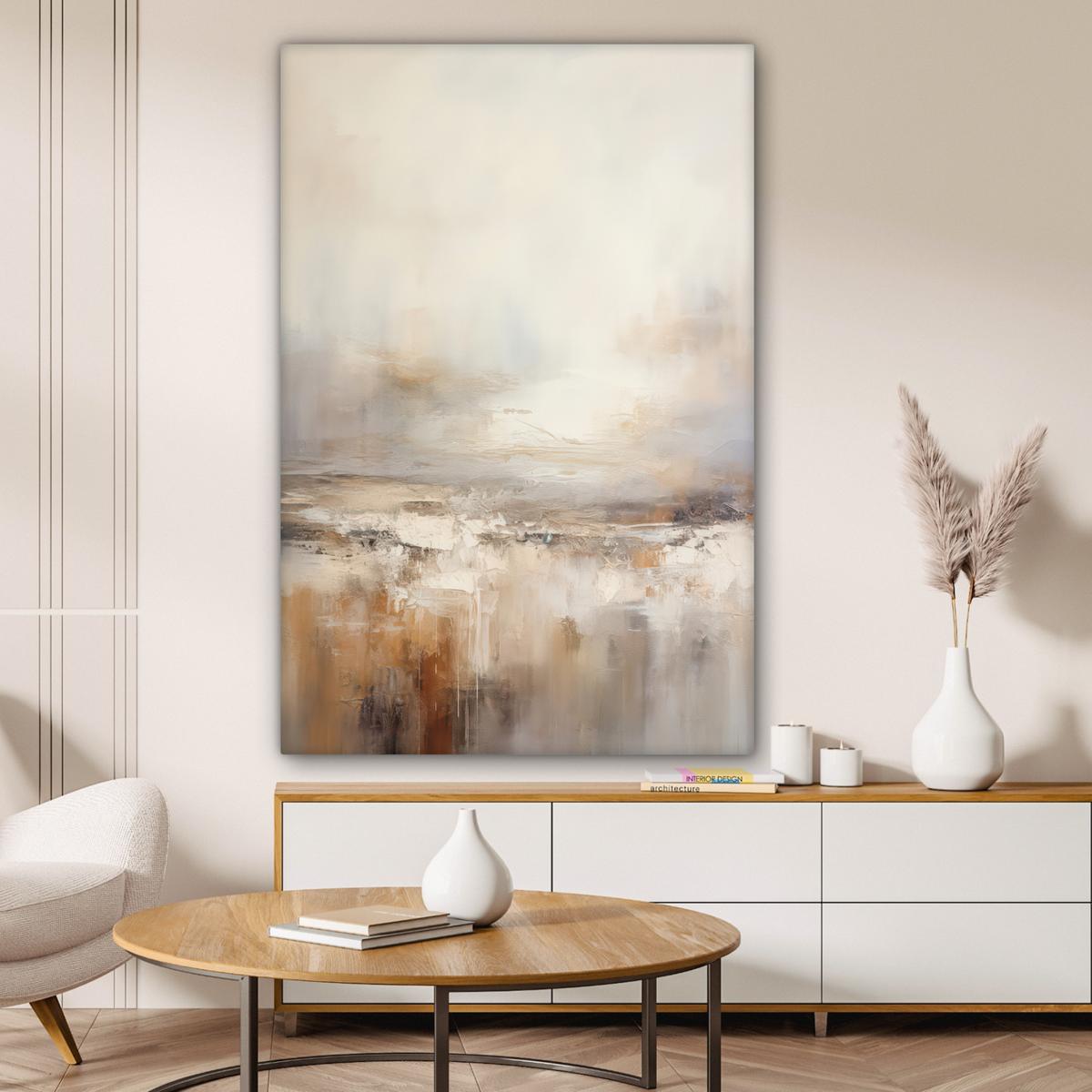 LEINWANDBILD Kunst - Industriell - Grau - Braun - Abstrakt Deko XXL 80x120 cm - Sandfarben, Textil (80/120cm) - MuchoWow