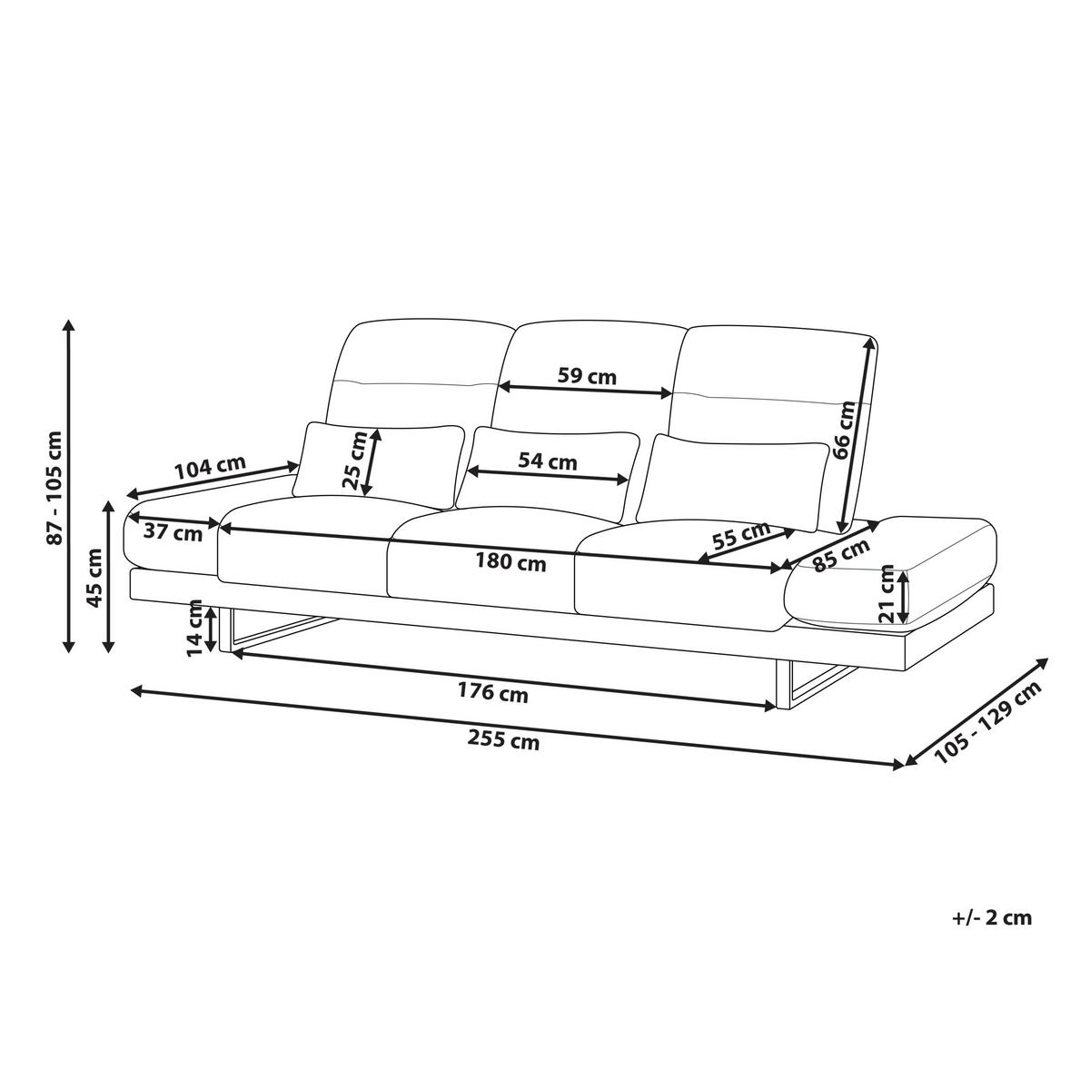 3-SITZER-SOFA Stoff Taupe Ikast - Taupe, Textil (255/87/105cm) - Beliani