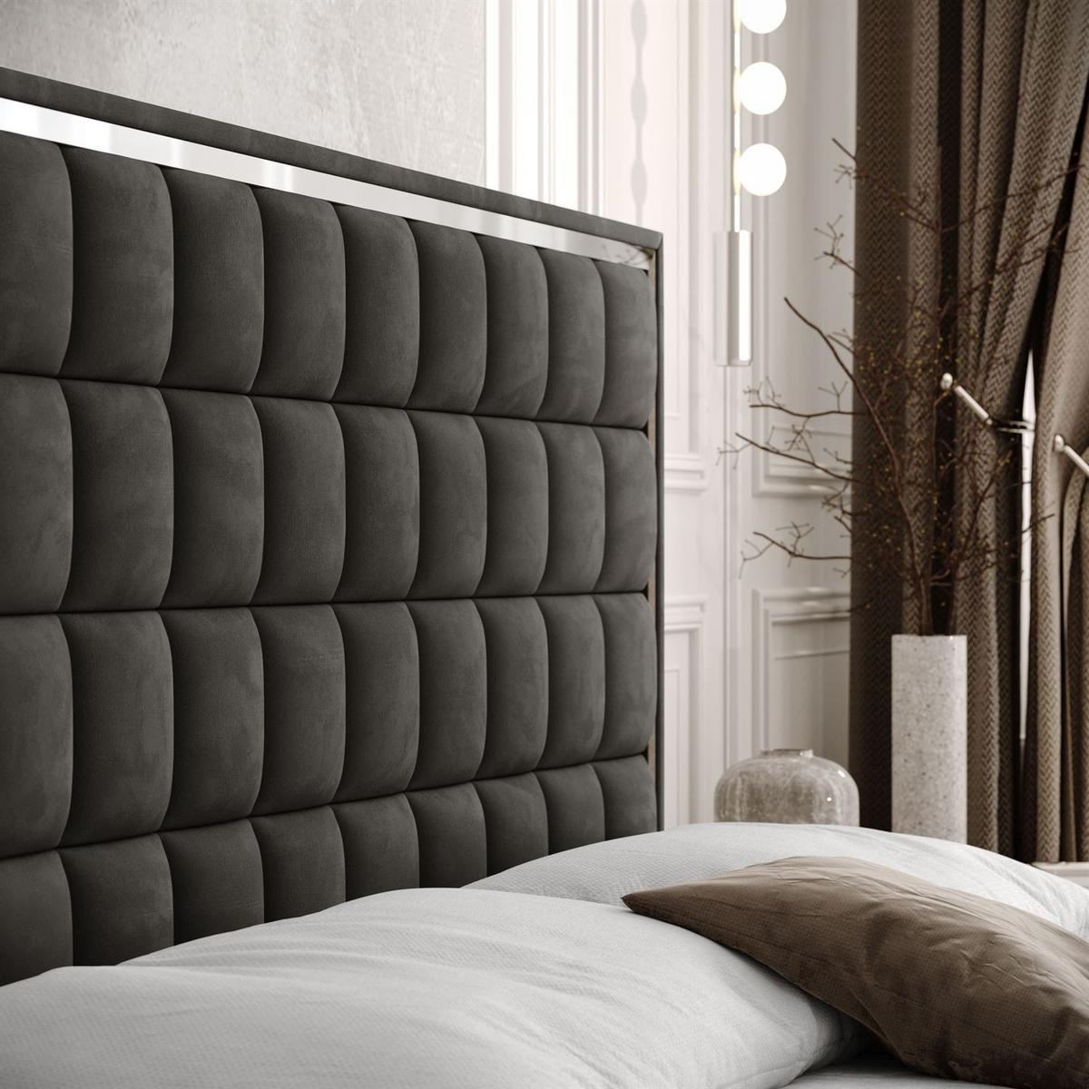 BOXSPRINGBETT ISADORA SILVER mit Bettkasten und Topper 180x200 cm Royal Velvet 185 - Graphitfarben, Textil - Lookway