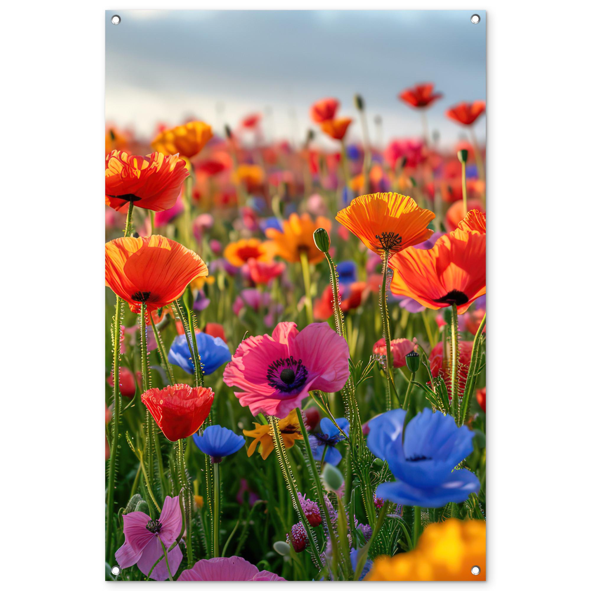 GARTENPOSTER Blumen - Mohnblumen - Farbenfroh - Natur Outdoor Bilder 80x120 cm - Dunkelorange, Kunststoff (80/120/0.2cm) - OnlyWow