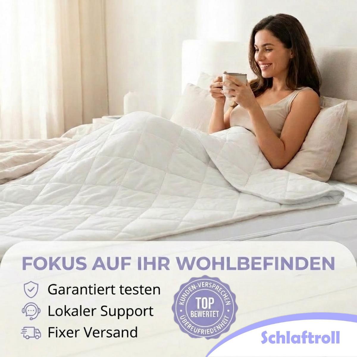 GEL TOPPER 160x200 cm 8 cm hoch 7 Zonen Matratzentopper druckentlastend atmungsaktiv kuehlend - Weiß, Textil (160/200cm) - Schlaftroll