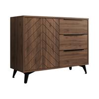KOMMODE Xylix Bis 100 1D3SZ - Nussbaumfarben/Schwarz, Holzwerkstoff/Metall (104/80/40cm) - MIRJAN24