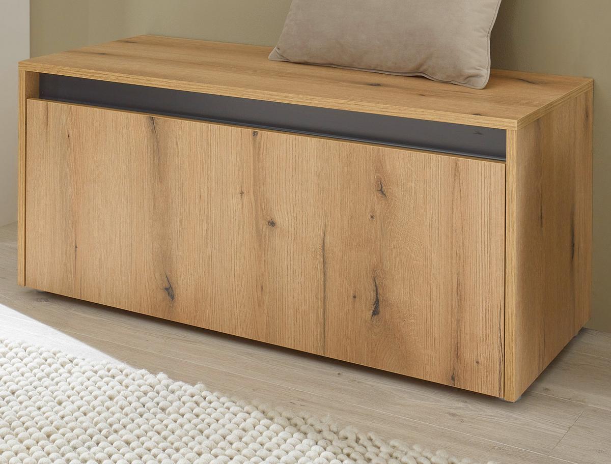 GARDEROBENBANK Evoke Eiche, grau 100 cm, Garderobe Sitzbank mit Stauraum - Eichefarben/Schwarz, Holzwerkstoff/Kunststoff (100/45/45cm) - Furn.Design