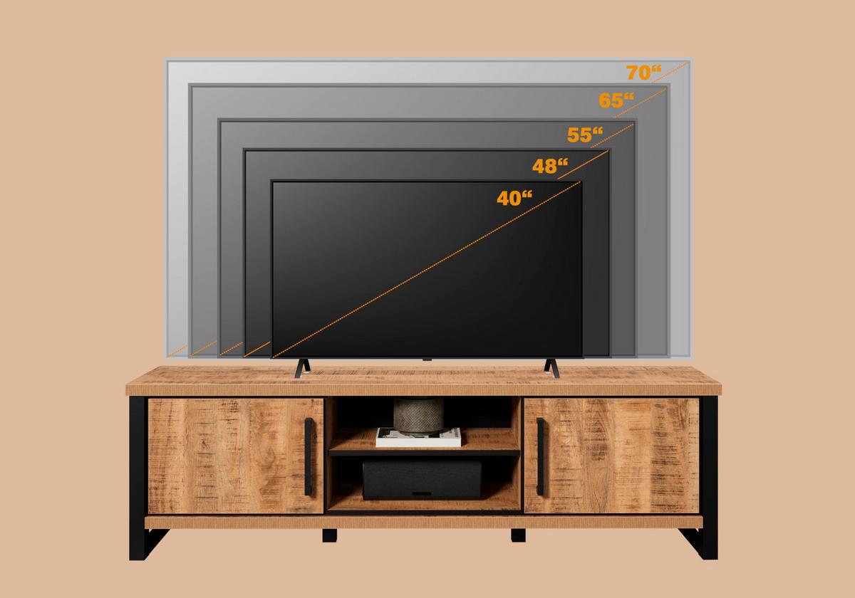 TV-LOWBOARD Mango, schwarz 166 cm, TV Unterteil mit viel Stauraum - Schwarz/Naturfarben, Holzwerkstoff/Kunststoff (166/50/45cm) - Top.Furn