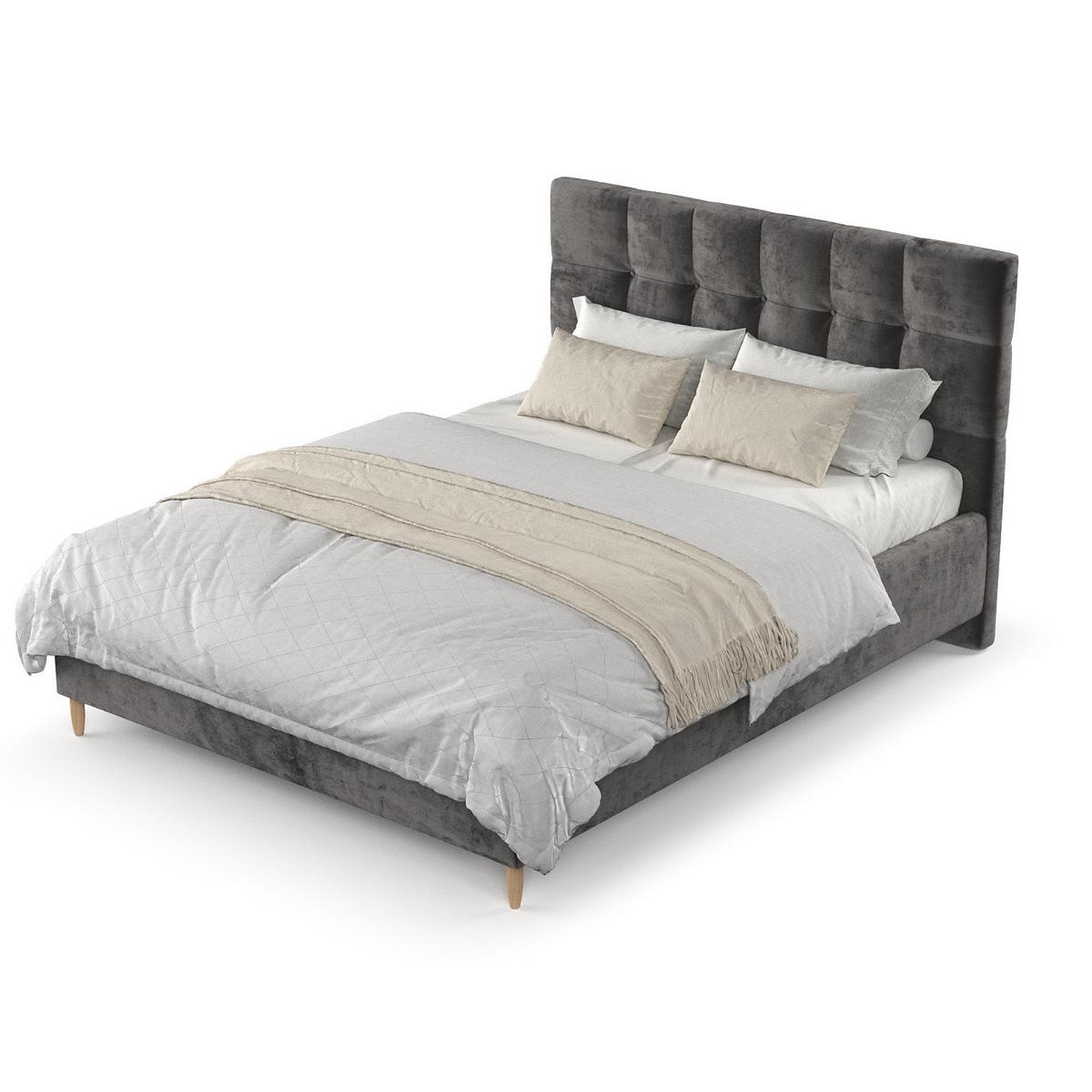 POLSTERBETT Cora 160/200 cm Anthrazit im Lotta Stoff - Anthrazit/Naturfarben, Holz/Holzwerkstoff (160/200cm) - AltaBeds