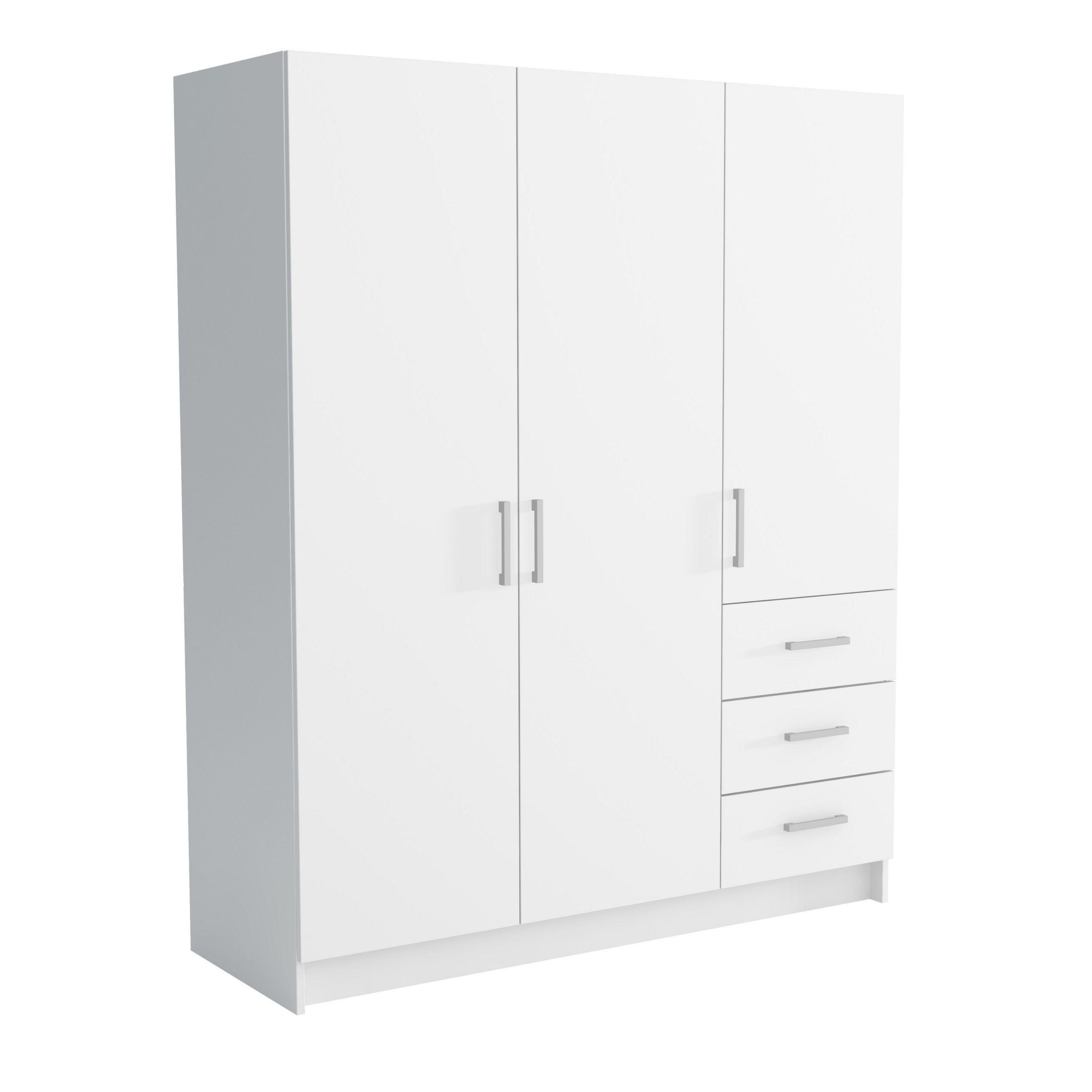 DREHTÜRENSCHRANK PINELLO 144/177/50 cm 3-türig Weiß - Weiß, Holzwerkstoff (144/177/50cm) - MASSENO