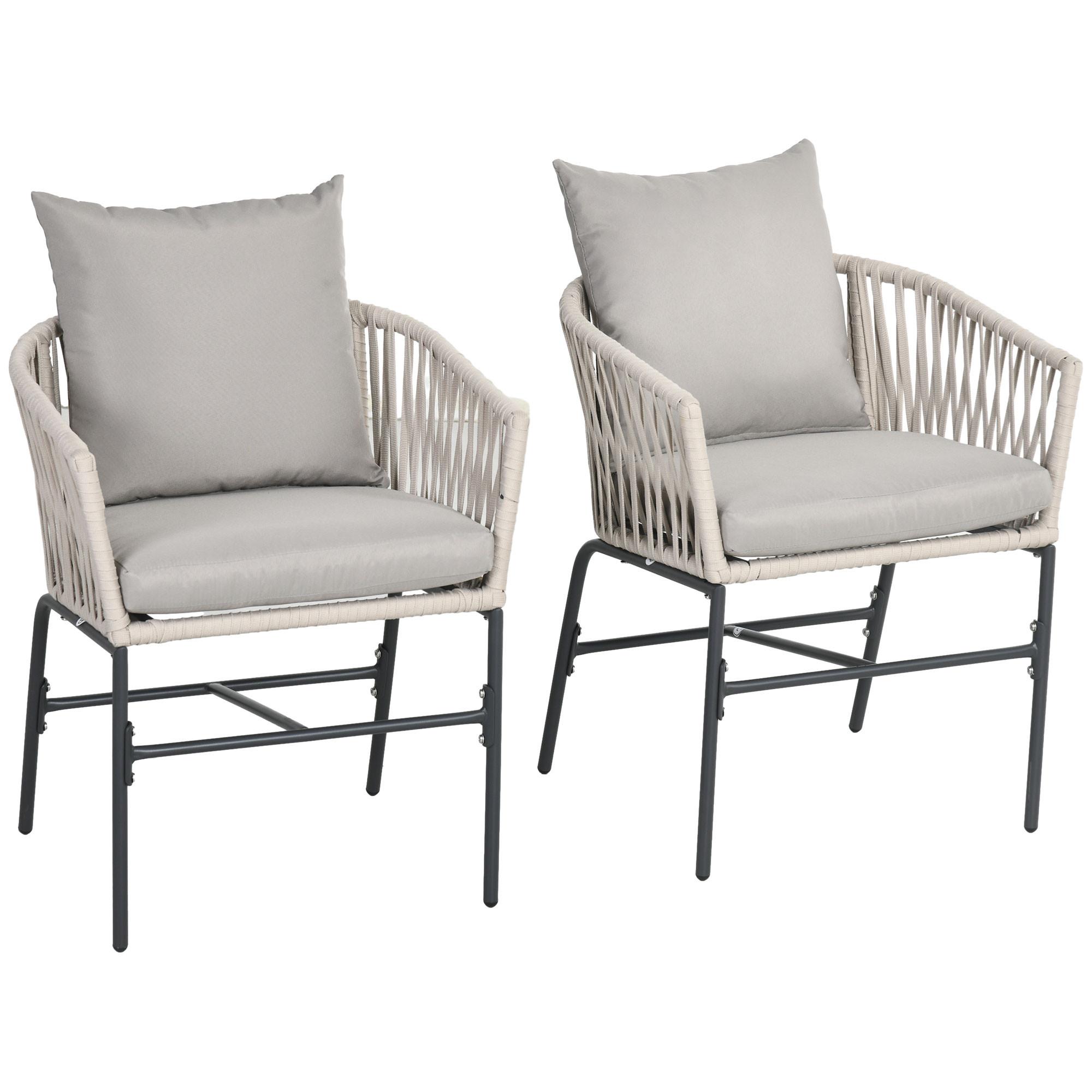 GARTENSTÜHLE 2er-Set, Stahl, Polyester, Beige - Beige, Metall (60/71/57cm) - Outsunny