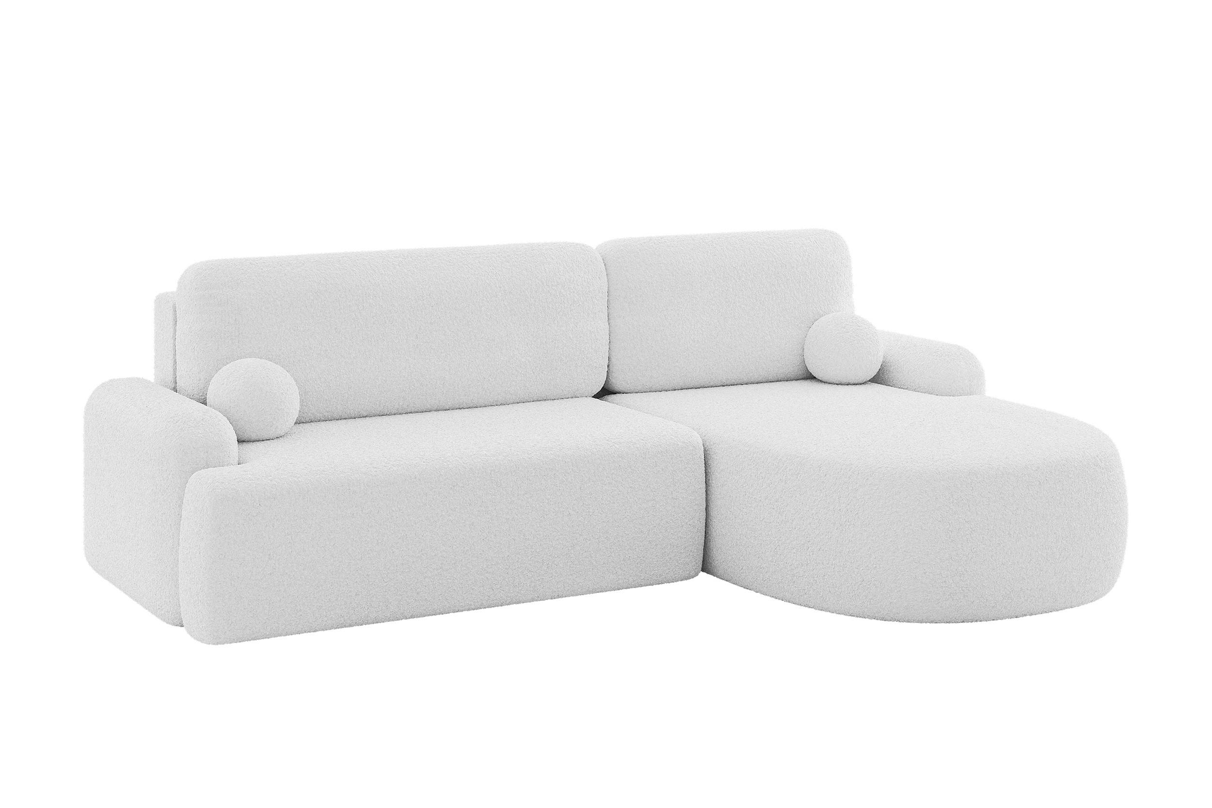 ECKSOFA mit Schlaffunktion und Bettkasten LIRA-L - 264x172x89 Weiß - Weiß, Holzwerkstoff/Textil (172/264cm) - ALTDECOR