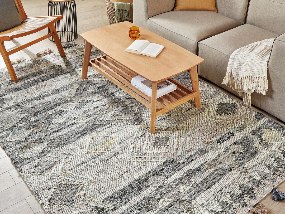 KELIM-TEPPICH Aratashen 230/160 cm - Grau, Textil (160/230cm) - Beliani