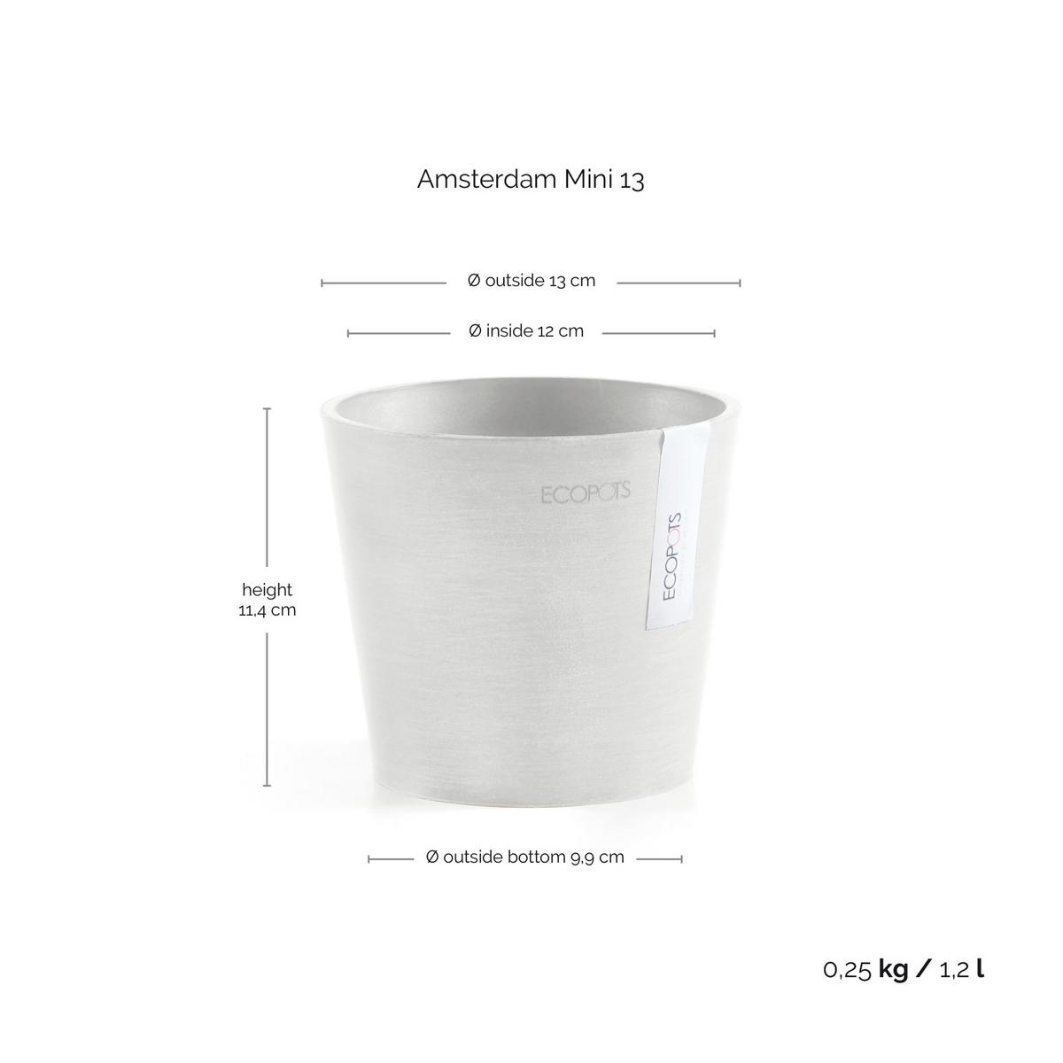 BLUMENTOPF Amsterdam 13/11,4 cm Weiß - Weiß, Kunststoff (13/11.4cm) - Ecopots