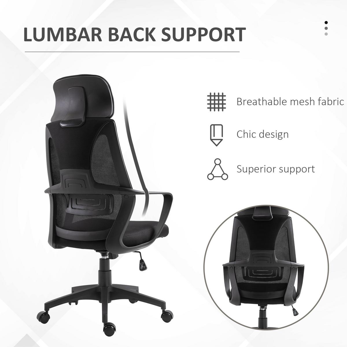 BÜROSTUHL Polyester Schaumstoff Schwarz - Schwarz, Kunststoff (55/126/64cm) - Vinsetto