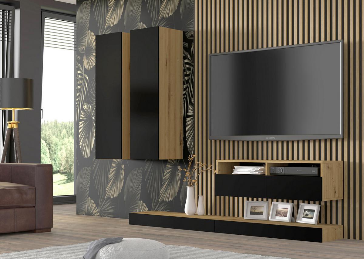 HÄNGESCHRANK Artisan Eiche, Schwarz 35/120/35 - Schwarz, Holzwerkstoff (35/120/35cm) - RAUMHIRSCH FURNITURE