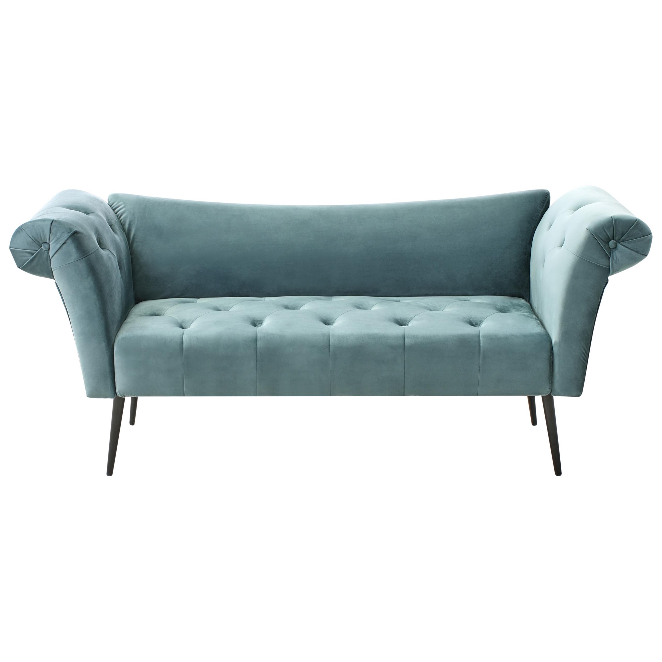 CHAISELONGUE Samtstoff Blaugrün Nantilly - Blau/Jadegrün, Textil (175/76/69cm) - Beliani