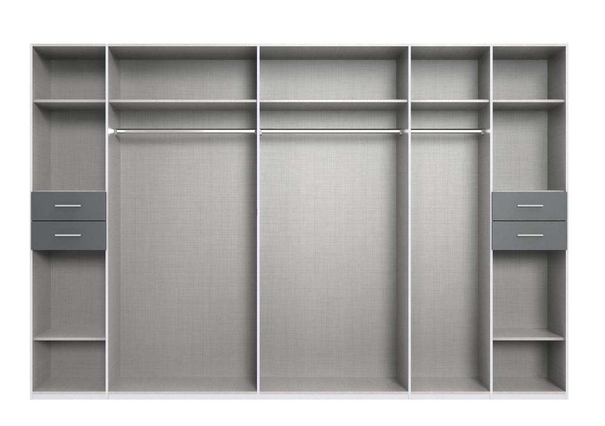 DREHTÜRENSCHRANK B313/H210/T58 cm in Eiche Dekor mit Absetzungen in Grafit, Kleiderschrank mit Passepartout & 3 Spiegeltüren & Schubkästen / 22582 - Eichefarben/Silberfarben, Holzwerkstoff/Kunststoff (313/210/58cm) - luma-home