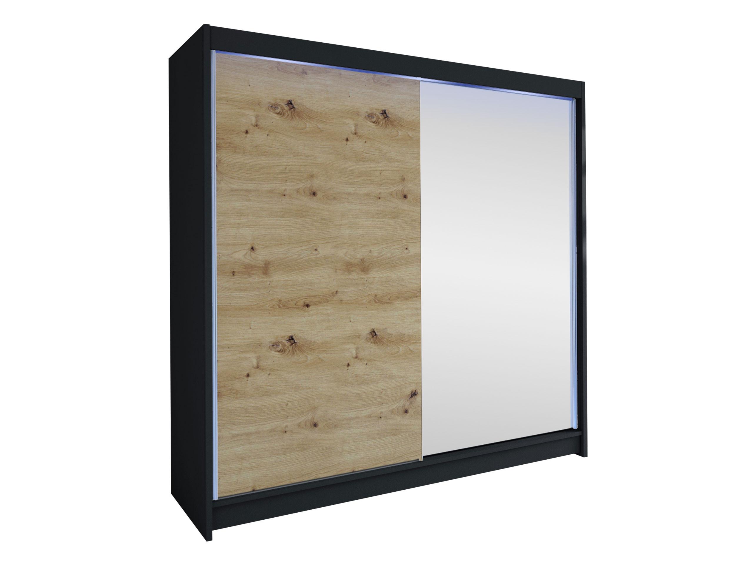 SCHWEBETÜRENSCHRANK Talin I, mit RGB LED Beleuchtung - Silberfarben/Braun, Holzwerkstoff/Metall (180/215/58cm) - MIRJAN24