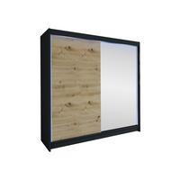 SCHWEBETÜRENSCHRANK Talin I, mit RGB LED Beleuchtung - Silberfarben/Braun, Holzwerkstoff/Metall (180/215/58cm) - MIRJAN24