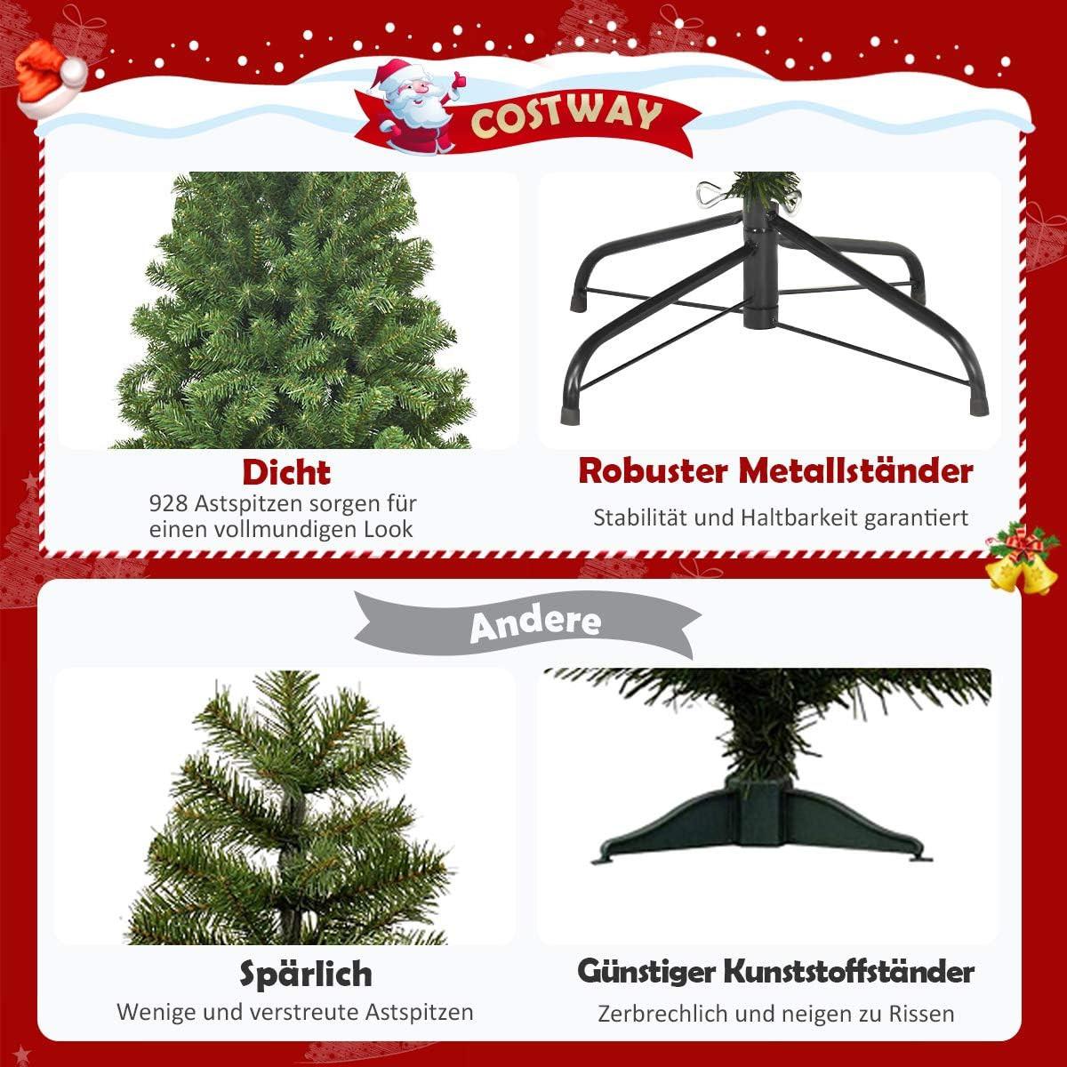 WEIHNACHTSBAUM Grün - Grün, Kunststoff (180cm) - COSTWAY