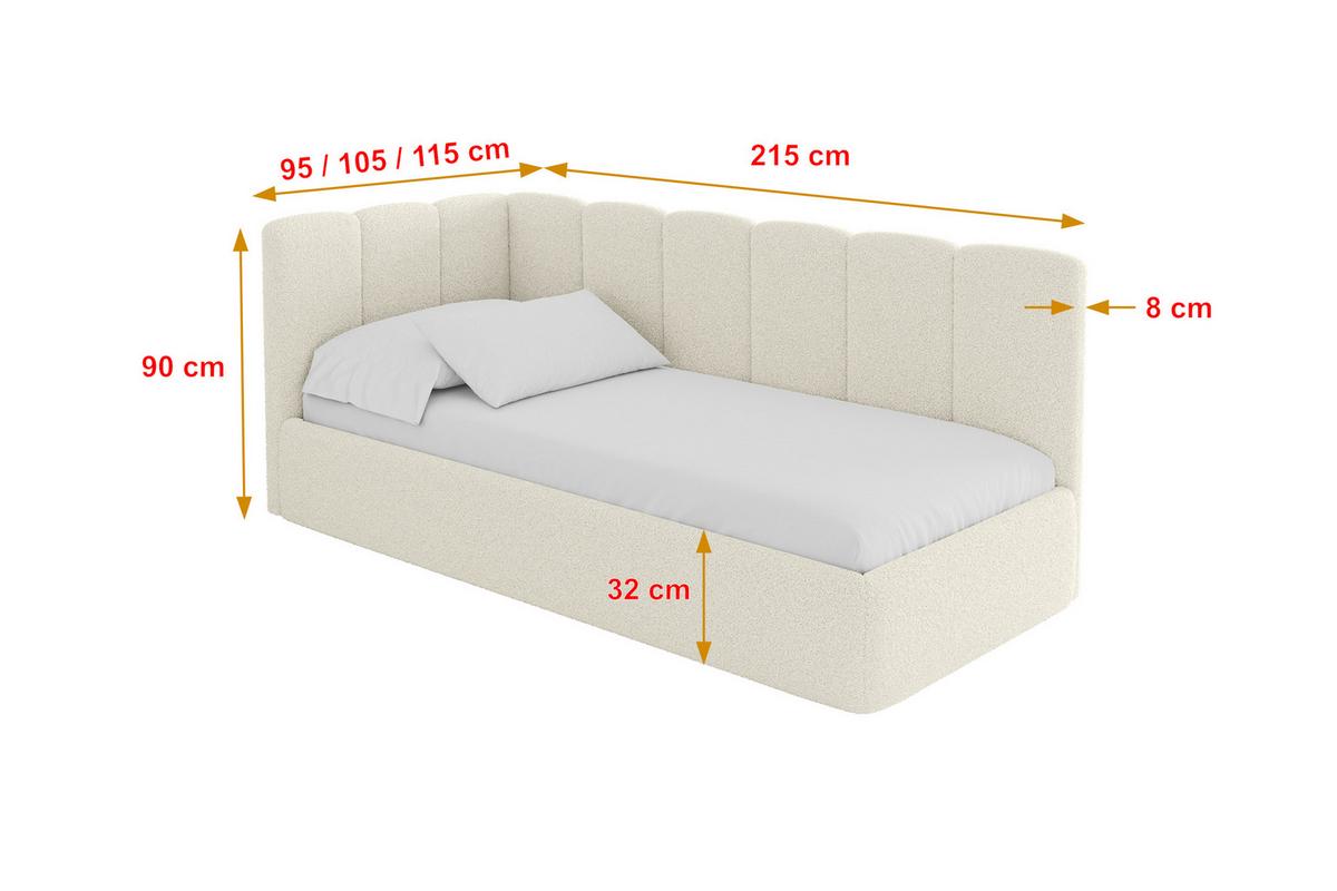 EINZELLBETT Jugendbett mit Bettkasten, Rechts - DEXY 80x200 Beige - Perlmutt, Holzwerkstoff/Textil (80/200cm) - ALTDECOR