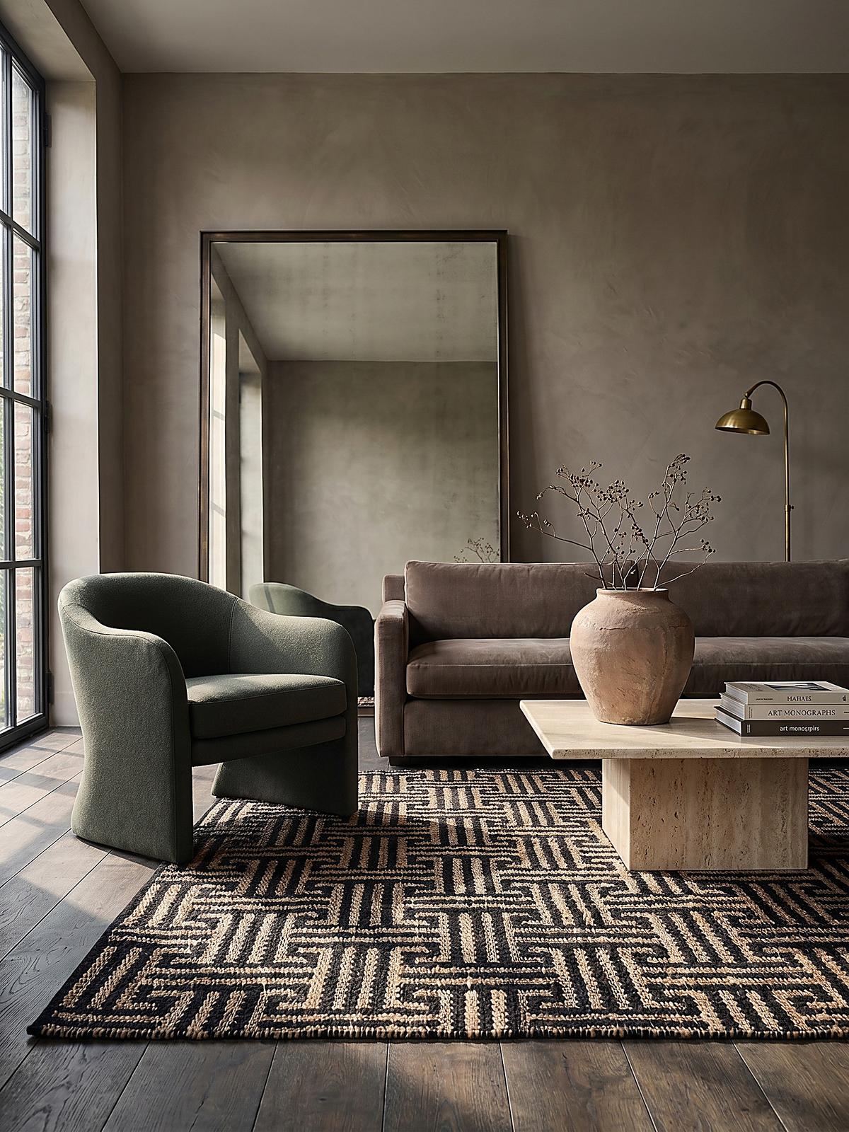 JUTETEPPICH CROFT, geometrisch, Natur-Schwarz, 160 x 230 cm - Braun, Textil (230/160cm) - KADIMA DESIGN