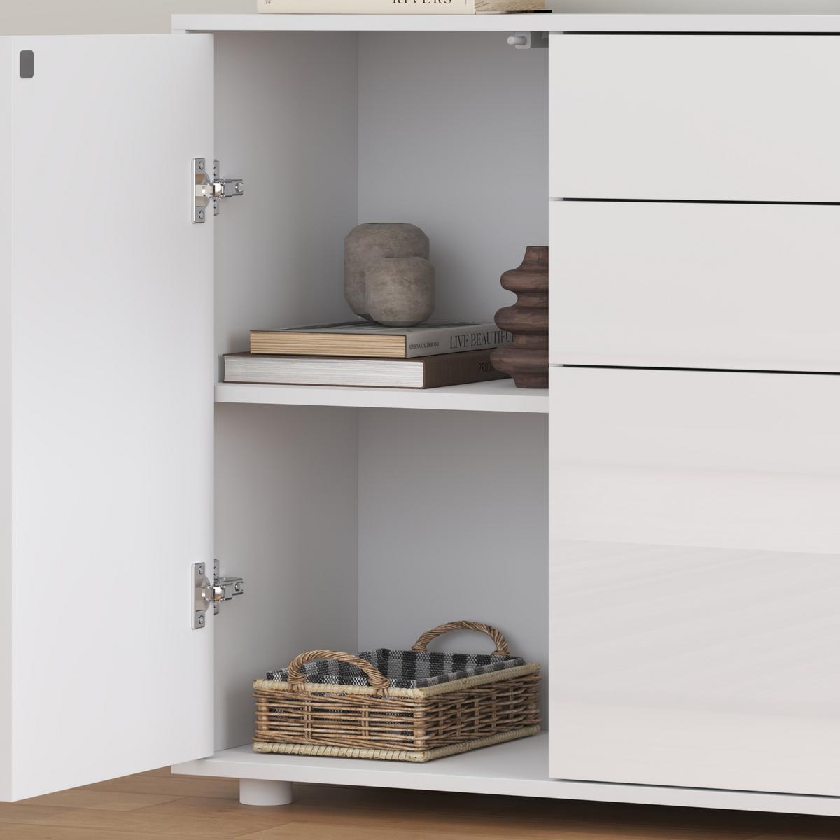 SIDEBOARD Paarl - Weiß Hochglanz, Holzwerkstoff (79/74/36cm) - [en.casa]