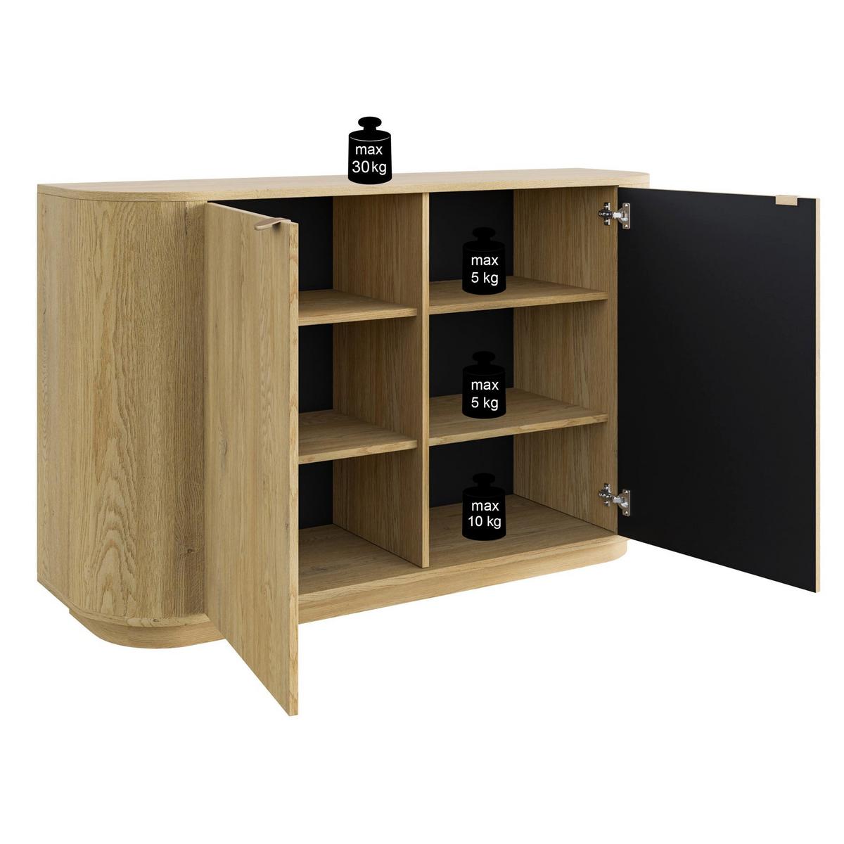 SIDEBOARD Coru Eiche Cremona Torro 140 cm - Eichefarben/Goldfarben, Holzwerkstoff/Metall (140/90.9/39.1cm) - Selsey