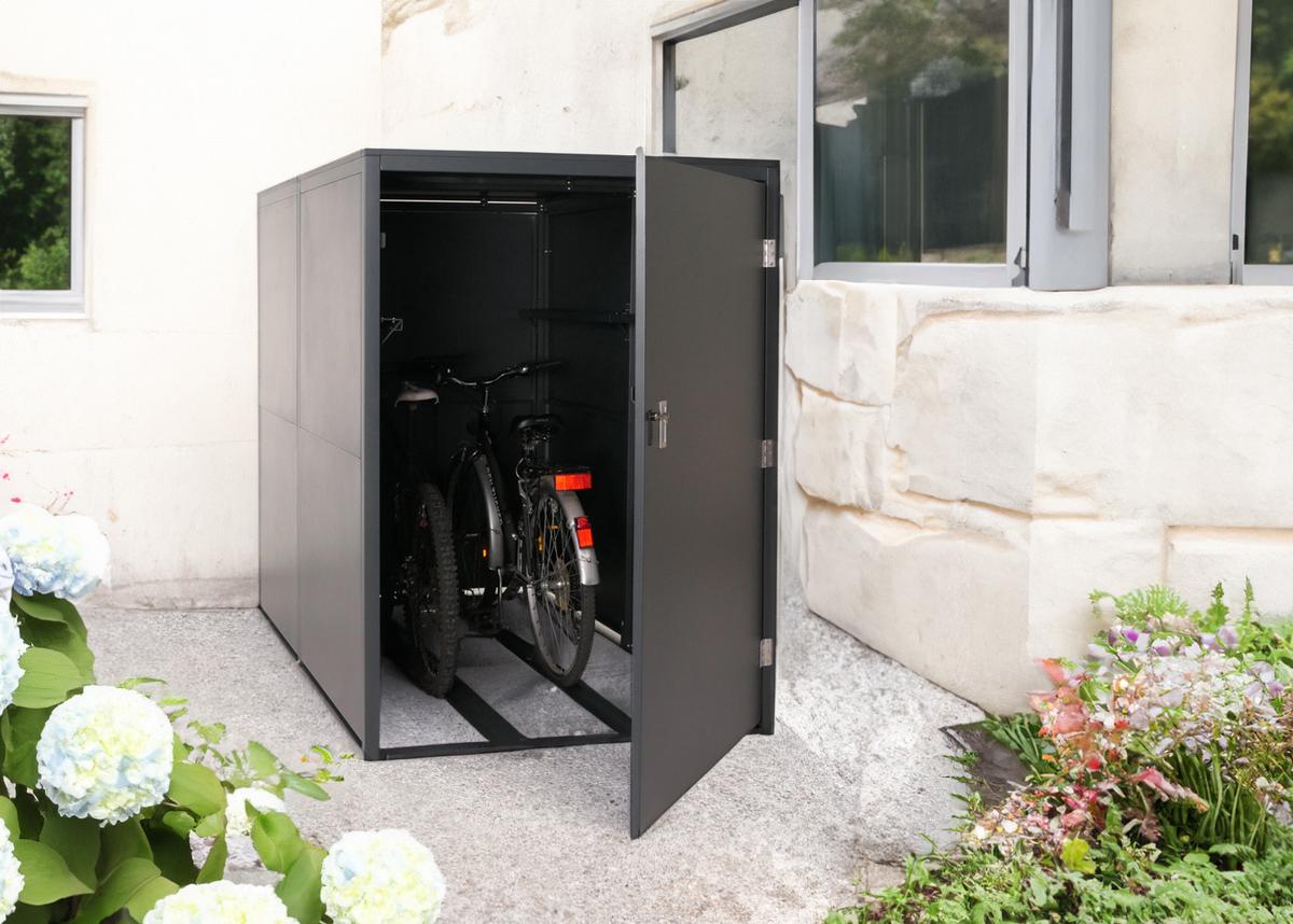2ER-FAHRRADGARAGE L56C rechteckig Anthrazit - Anthrazit, Metall (113/160/209cm) - MCW