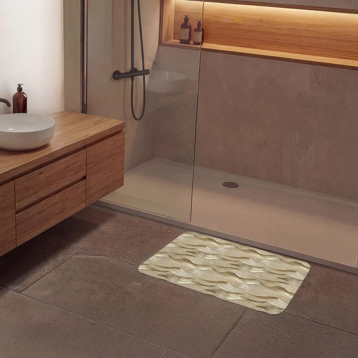 BADEMATTE Wellen - Muster - Gold 80x50 cm - Messingfarben, Textil (80/50cm) - OnlyWow