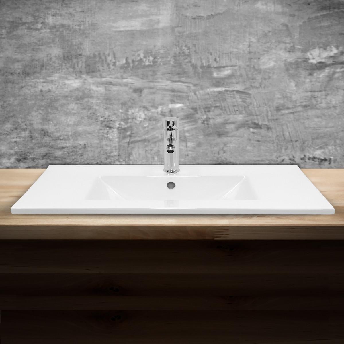 WASCHBECKEN - Weiß, Keramik (46.5/17.5/81cm) - ECD-Germany