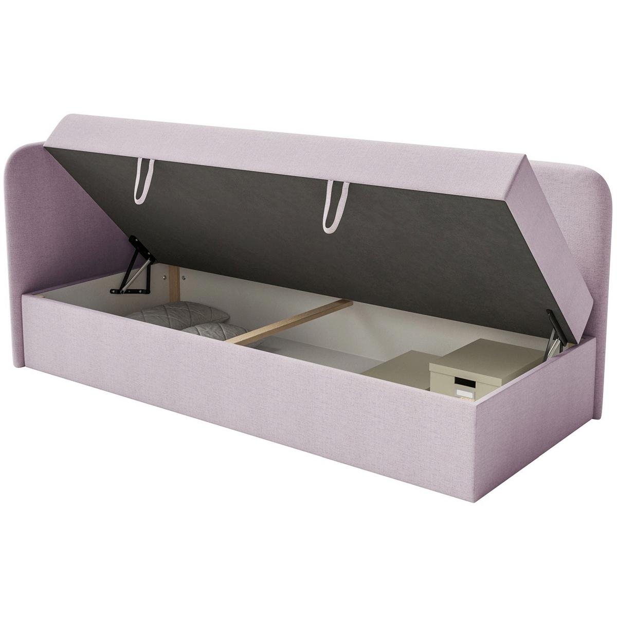 JUGENDBETT Calmmo Rosa mit Chenille-Bezug, Kopfteil links - Pink, Textil (90/200cm) - Selsey