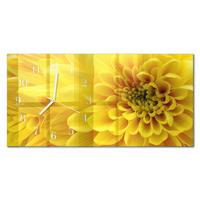 WANDUHR aus Glas 60x30 cm - Chrysantheme - Gelb, Glas (60/30/0.4cm) - TULUP