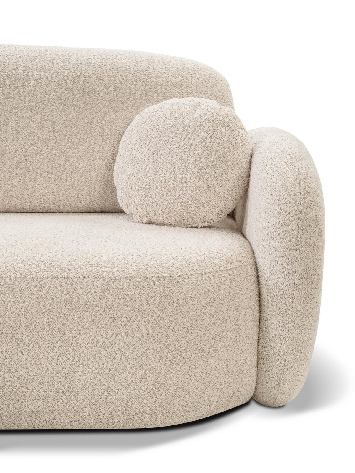 ECKSOFA AMICO L-S Beige Boucle-Stoff mit Schlaffunktion - Beige, Holz (248/174cm) - MASSENO