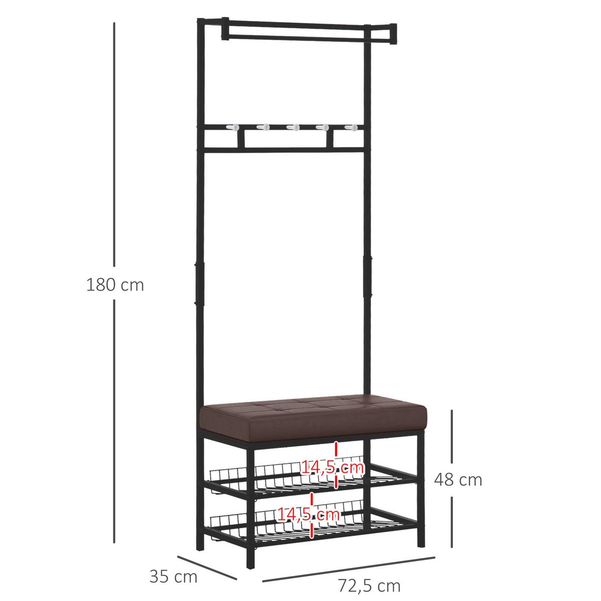 GARDEROBENSTÄNDER - Braun, Metall (72.5/180/35cm) - HOMCOM