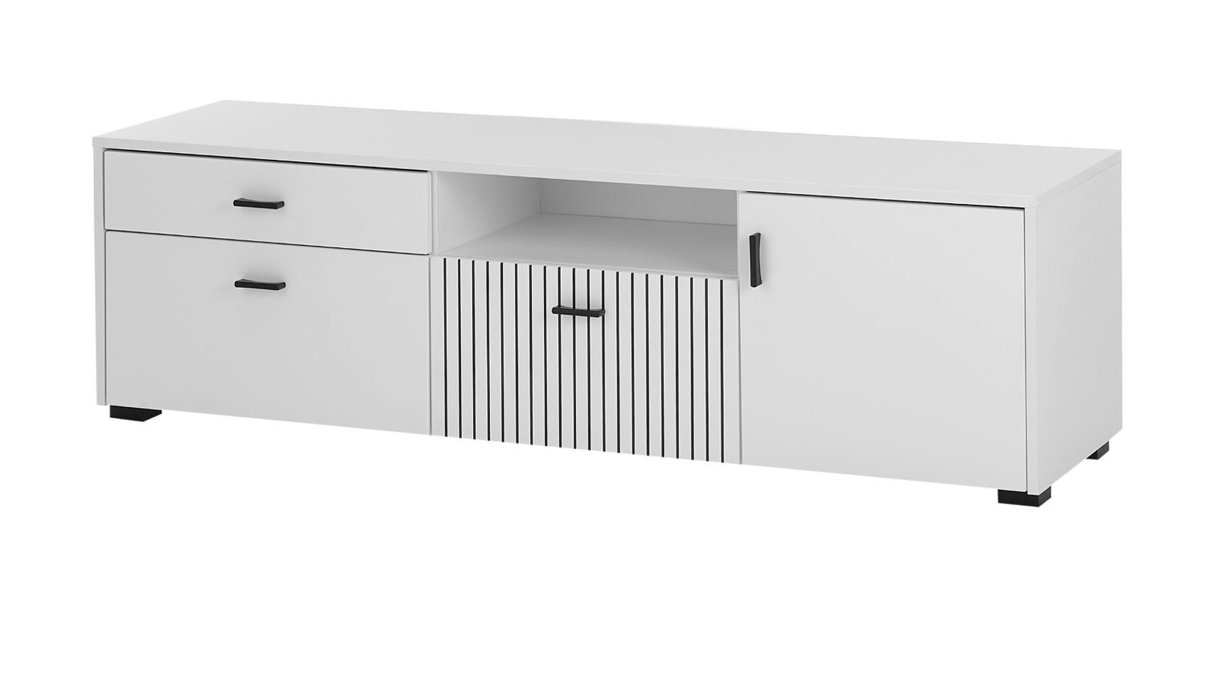 TV-LOWBOARD weiß matt, TV Unterteil 150 x 44 cm mit Soft-Close - Schwarz/Weiß, Holzwerkstoff/Kunststoff (150/44/42cm) - Furn.Design
