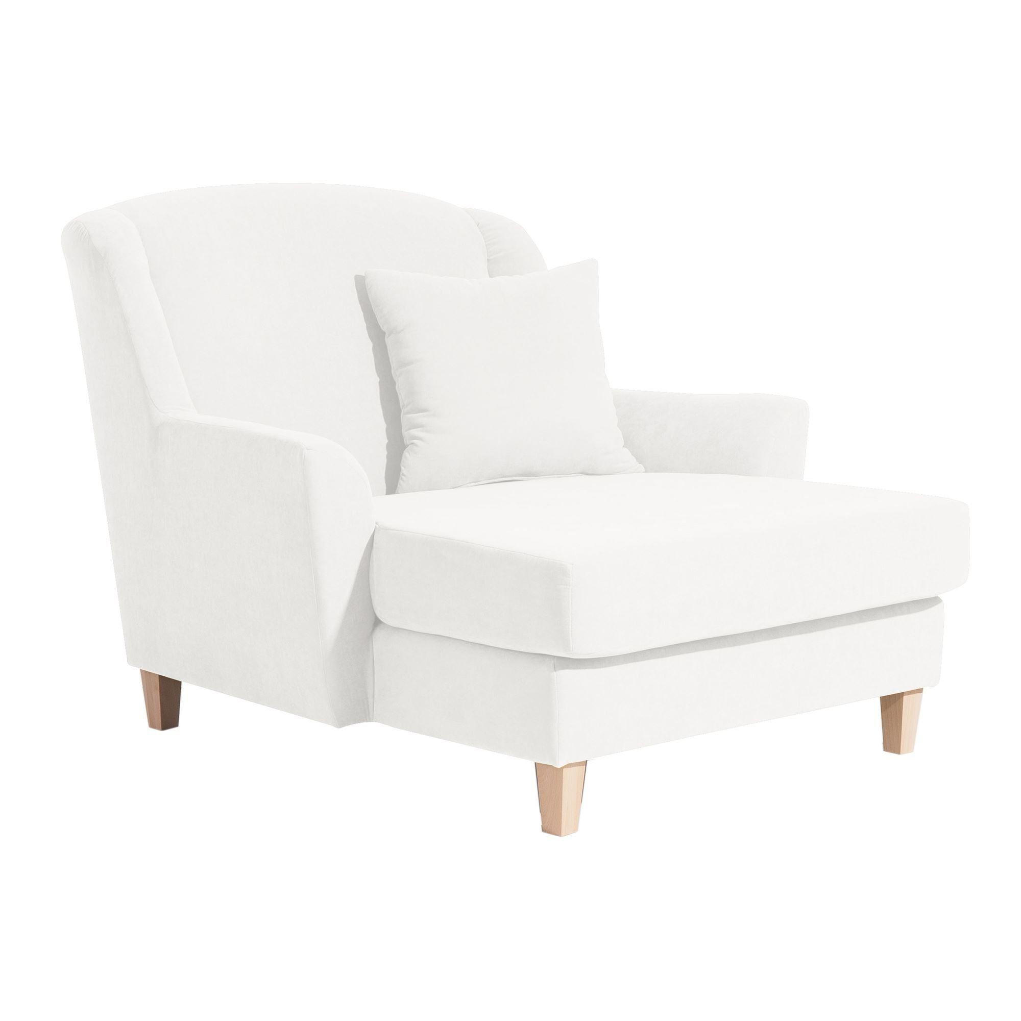 SESSEL XXL Karil Bezug Veloursstoff Buche natur / creme - Weiß, Kunststoff (136/107/142cm) - 58aufmkessel