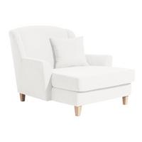 SESSEL XXL Karil Bezug Veloursstoff Buche natur / creme - Weiß, Kunststoff (136/107/142cm) - 58aufmkessel